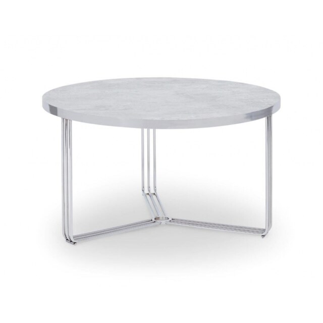 Gillmore Deco - Medium Circular Coffee Table With Pale Stone Top And Polished Chrome Table Top Finish: Pale Stone, Frame Colour: Polished Chrome