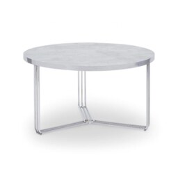 Gillmore Deco - Medium Circular Coffee Table With Pale Stone Top And Polished Chrome Table Top Finish: Pale Stone, Frame Colour: Polished Chrome