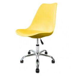 "Fusion Living Soho Yellow Plastic Desk Chair with Swivel Base "