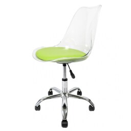 "Fusion Living Soho Clear and Green Plastic Desk Chair with Swivel Base "