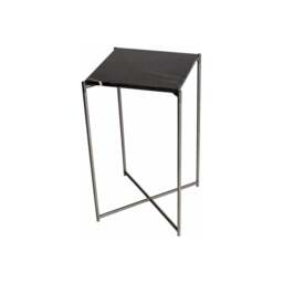 "Gillmore Black Marble Square Lamp Table with Gun Metal Cross Base "