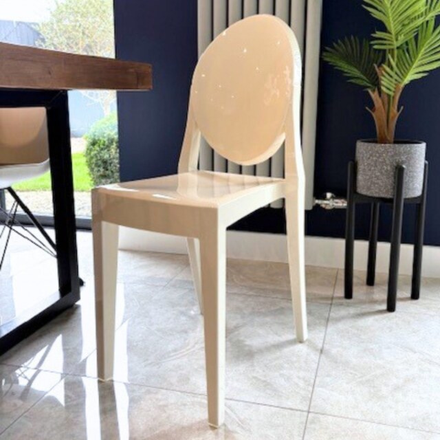 "Fusion Living Ivory White Ghost Style Plastic Victoria Dining Chair "