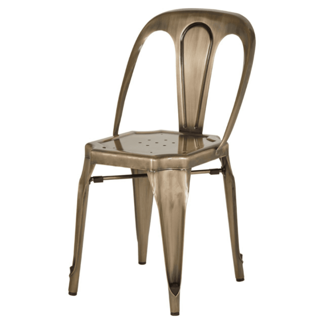 "Fusion Living Industrial Gold Brass Metal Dining Chair "