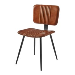 "Fusion Living Opel Bruciato Leather Dining Chair "