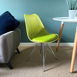 "Fusion Living Soho Green Plastic Dining Chair with Chrome Metal Legs "