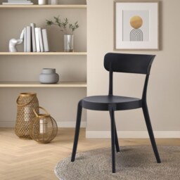 "Fusion Living Black Plastic Bistro Dining Chair "