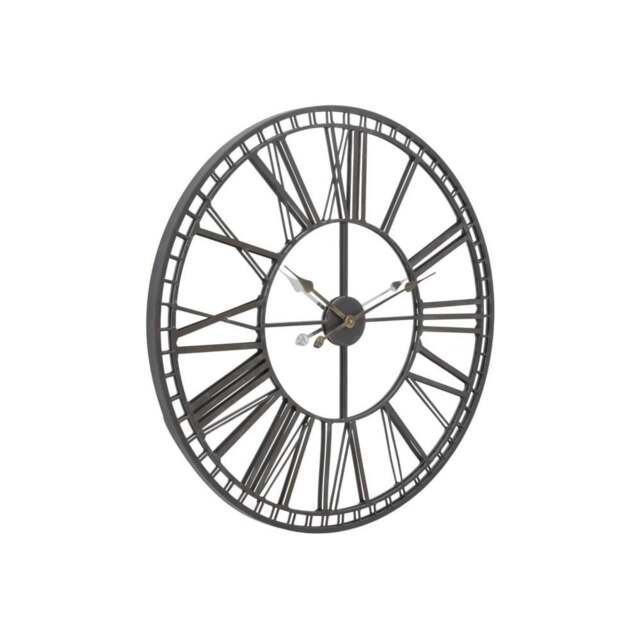 "Libra Furniture Black Iron and Mirror Skeleton Wall Clock "