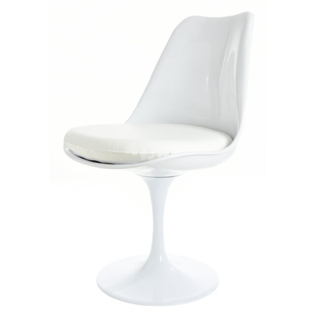 Fusion Living Chelsea Set - Marble Medium Circular Table with Two Chairs - White PU Chair Colour: White PU