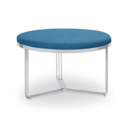Gillmore Deco - Medium Circular Coffee Table With Blue Fabric and Chrome Frame Table Top Finish: Blue, Frame Colour: Polished Chrome