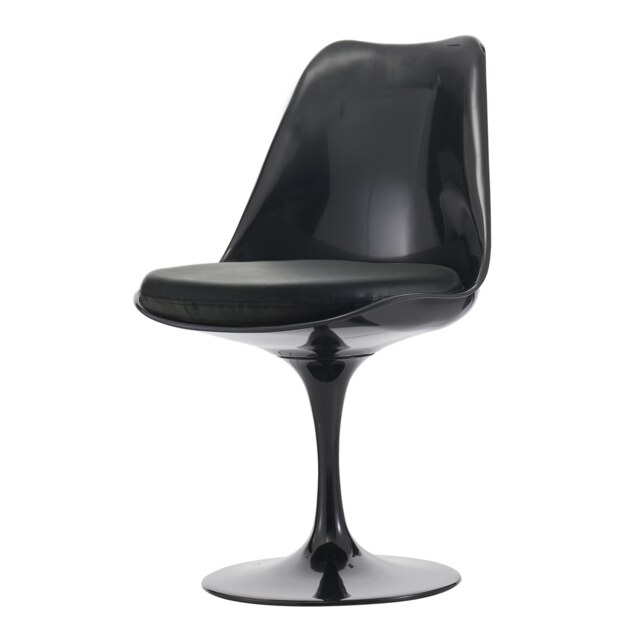 "Fusion Living Black and Black PU Chelsea Side Chair "