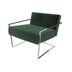Gillmore Luxe - Upholstered Dark Green Velvet Armchair With Polished Chrome Frame Frame Colour: Polished Chrome, Seat Colour: Dark Green
