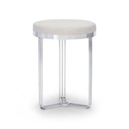 Gillmore Deco - Small Circular Side Table With Natural Upholstered Top and Polished Chrome Frame Table Top Finish: Natural, Frame Colour: Polished Chr