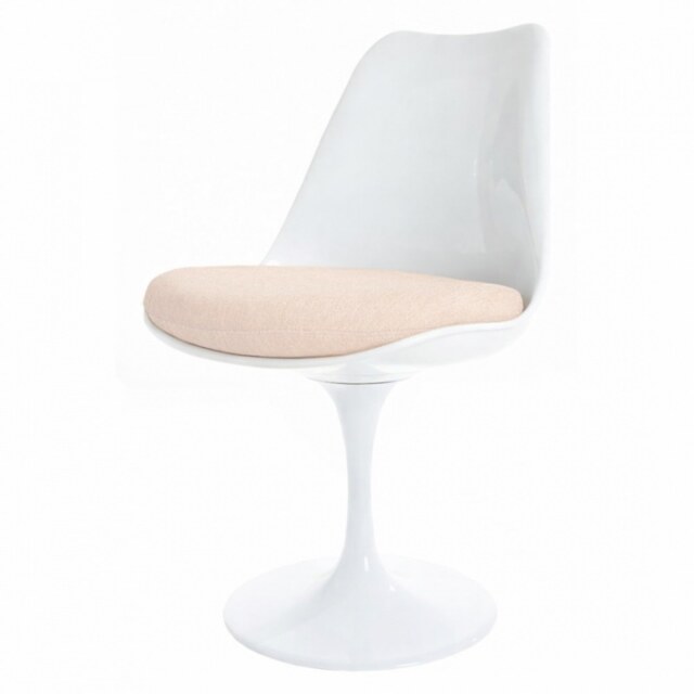 "Fusion Living White and Soft Pink Chenille Chelsea Side Chair "