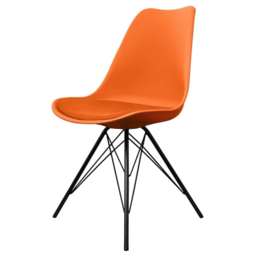 "Fusion Living Soho Orange Plastic Dining Chair with Black Metal Legs "