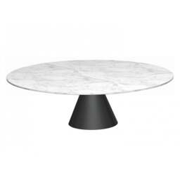 "Gillmore Large Round Marble Coffee Table with Conical Black Base "
