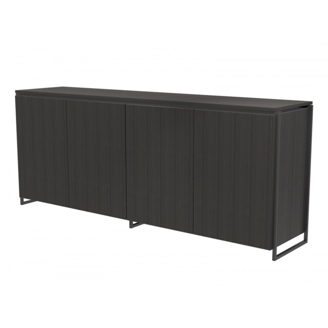 Gillmore Luxe - Four Door Sideboard In Black Stained Oak With Matt Black Frame Frame Colour: Matt Black, Unit Colour: Black Stained Oak