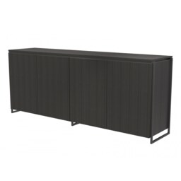 Gillmore Luxe - Four Door Sideboard In Black Stained Oak With Matt Black Frame Frame Colour: Matt Black, Unit Colour: Black Stained Oak