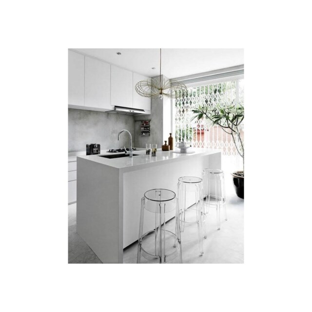 "Fusion Living Ghost Style Bar Stool Crystal Clear - 76cm "