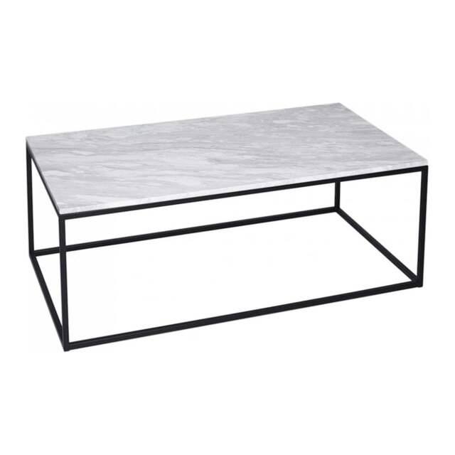 "Gillmore White Marble and Black Metal Contemporary Rectangular Coffee Table "