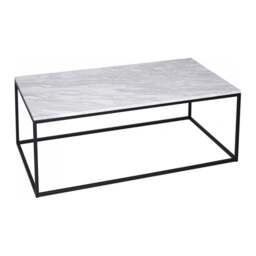 "Gillmore White Marble and Black Metal Contemporary Rectangular Coffee Table "