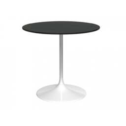 "Gillmore Pedestal Medium Dining Table Black Glass and White "