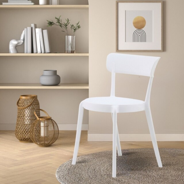 "Fusion Living White Plastic Bistro Dining Chair "