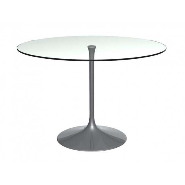 "Gillmore Pedestal Large Dining Table Clear Glass and Black "