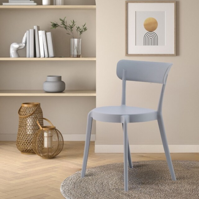 "Fusion Living Light Grey Plastic Bistro Dining Chair "