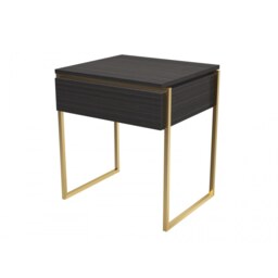 Gillmore Luxe - Side Table With Drawer In Black Stained Oak With Brushed Brass Frame Frame Colour: Brushed Brass, Unit Colour: Black Stained Oak