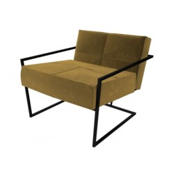Gillmore Luxe - Upholstered Mustard Yellow Velvet Armchair With Matt Black Frame Frame Colour: Matt Black, Seat Colour: Mustard Yellow