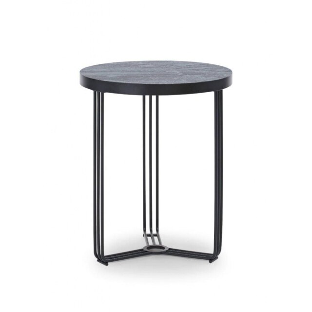 Gillmore Deco - Small Circular Side Table With Dark Wood Top and Black Powder Frame Table Top Finish: Dark Wood, Frame Colour: Black Powder