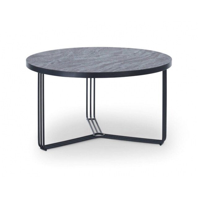 Gillmore Deco - Medium Circular Coffee Table With Dark Wood Top and Black Powder Frame Table Top Finish: Dark Wood, Frame Colour: Black Powder