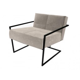 Gillmore Luxe - Upholstered Light Grey Velvet Armchair With Matt Black Frame Frame Colour: Matt Black, Seat Colour: Light Grey