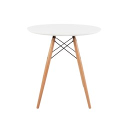 "Fusion Living Soho Small White Circular Dining Table with Beech Wood Legs "