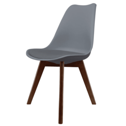 "Fusion Living Soho Dark Grey Plastic Dining Chair with Squared Dark Wood Legs - interlock "