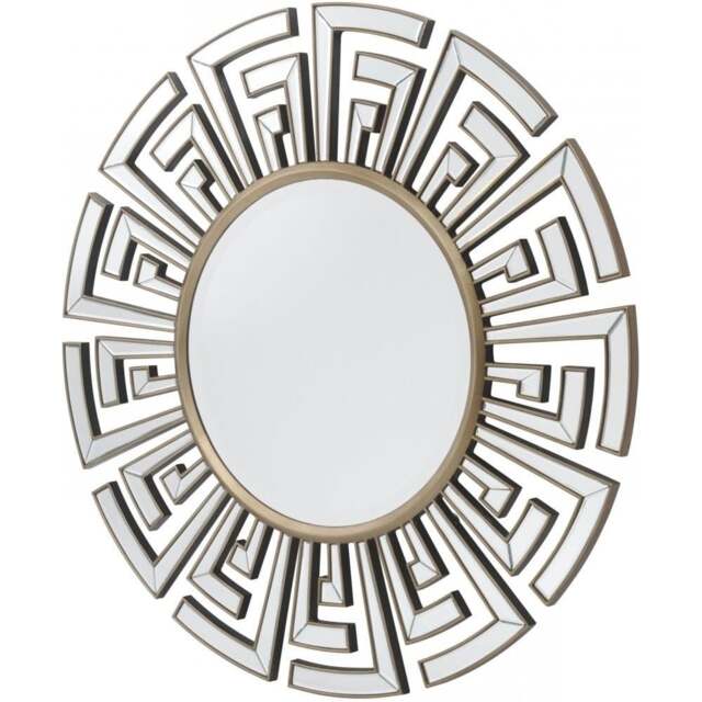 "Libra Furniture Art Deco Aztec Style Large Circular Mirror "