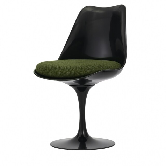 "Fusion Living Black and Dark Green Boucle Chelsea Side Chair "