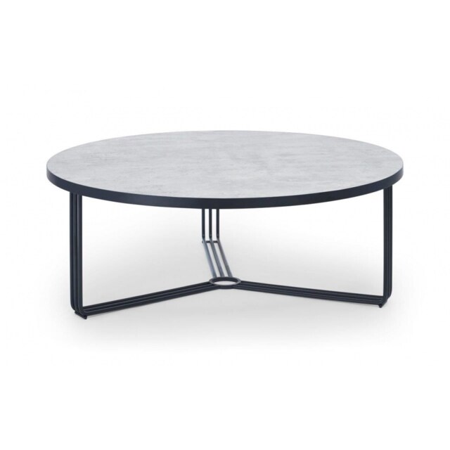 Gillmore Deco - Large Circular Coffee Table With Pale Stone Top And Black Powder Frame Table Top Finish: Pale Stone, Frame Colour: Black Powder
