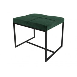 Gillmore Luxe - Upholstered Dark Green Velvet Small Stool With Matt Black Frame Frame Colour: Matt Black, Seat Colour: Dark Green