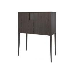 "Gillmore Tall Sideboard in Dark Charcoal Wood with Gun Metal Legs "