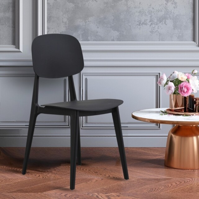 "Fusion Living Oslo Black Plastic Dining Chair "