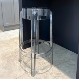 "Fusion Living Ghost Style Bar Stool Smoke Grey - 66cm "