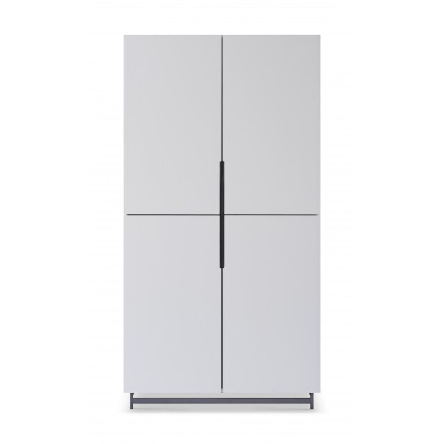 Gillmore Sleek - Contemporary Wardrobe In White With Black Chrome Frame And Accents Frame/Handle Colour: Black Chrome, Unit Colour: White
