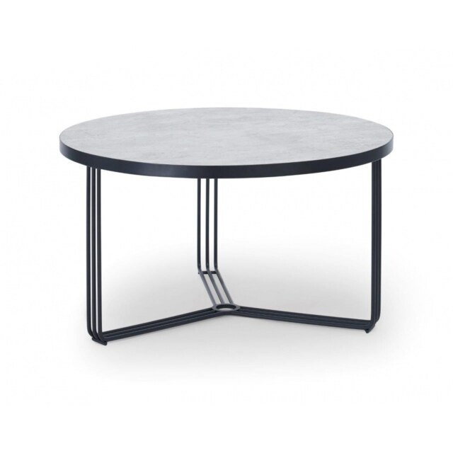 Gillmore Deco - Medium Circular Coffee Table With Pale Stone Top And Black Powder Frame Table Top Finish: Pale Stone, Frame Colour: Black Powder