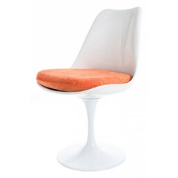 Fusion Living Chelsea Set - Marble Medium Circular Table with Two Chairs - Luxurious Orange Chair Colour: Luxurious Orange