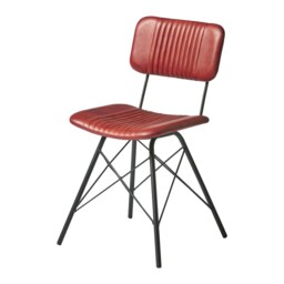 "Fusion Living Duke Vintage Red Leather Dining Chair "