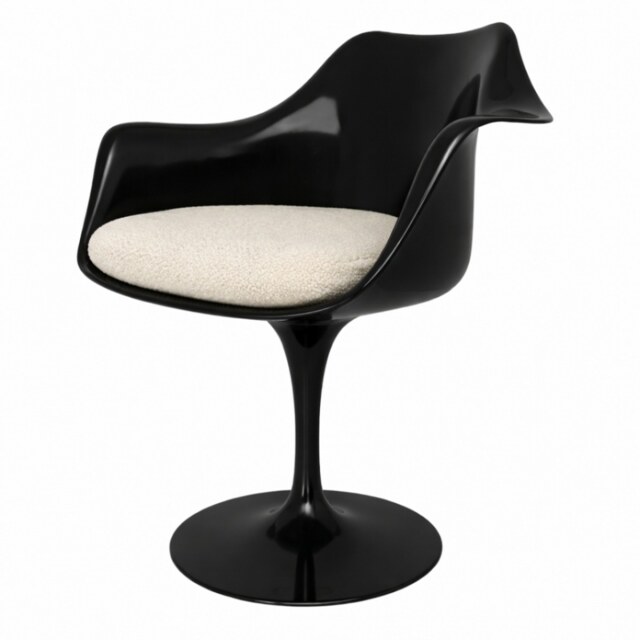 "Fusion Living Black and Cream Boucle Chelsea Armchair "