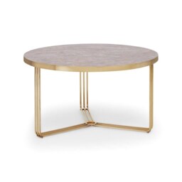 Gillmore Deco - Medium Circular Coffee Table With Dark Stone Top And Brass Frame Table Top Finish: Dark Stone, Frame Colour: Brass