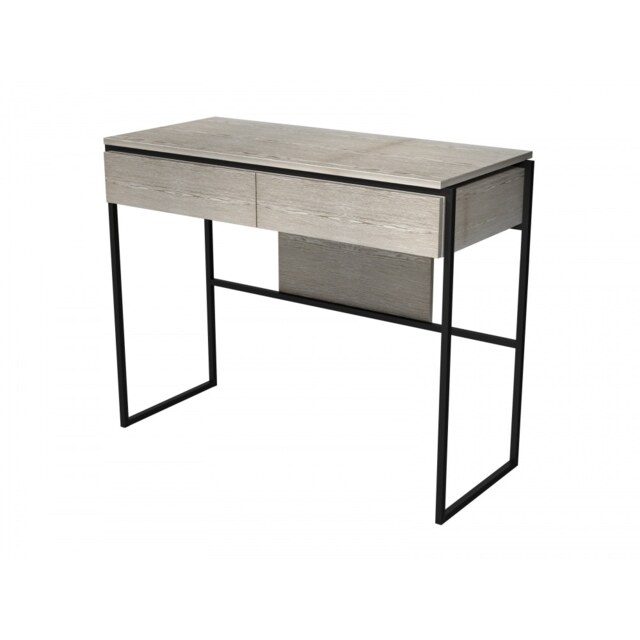 Gillmore Luxe - Dressing Table With Drawer In Weathered Oak With Matt Black Frame Frame Colour: Matt Black, Unit Colour: Weathered Oak