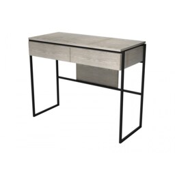 Gillmore Luxe - Dressing Table With Drawer In Weathered Oak With Matt Black Frame Frame Colour: Matt Black, Unit Colour: Weathered Oak
